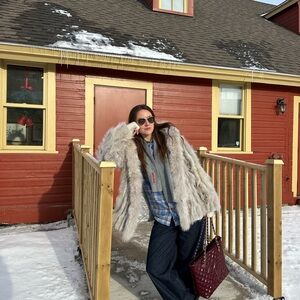 Grey winter ribbed Prada scarf